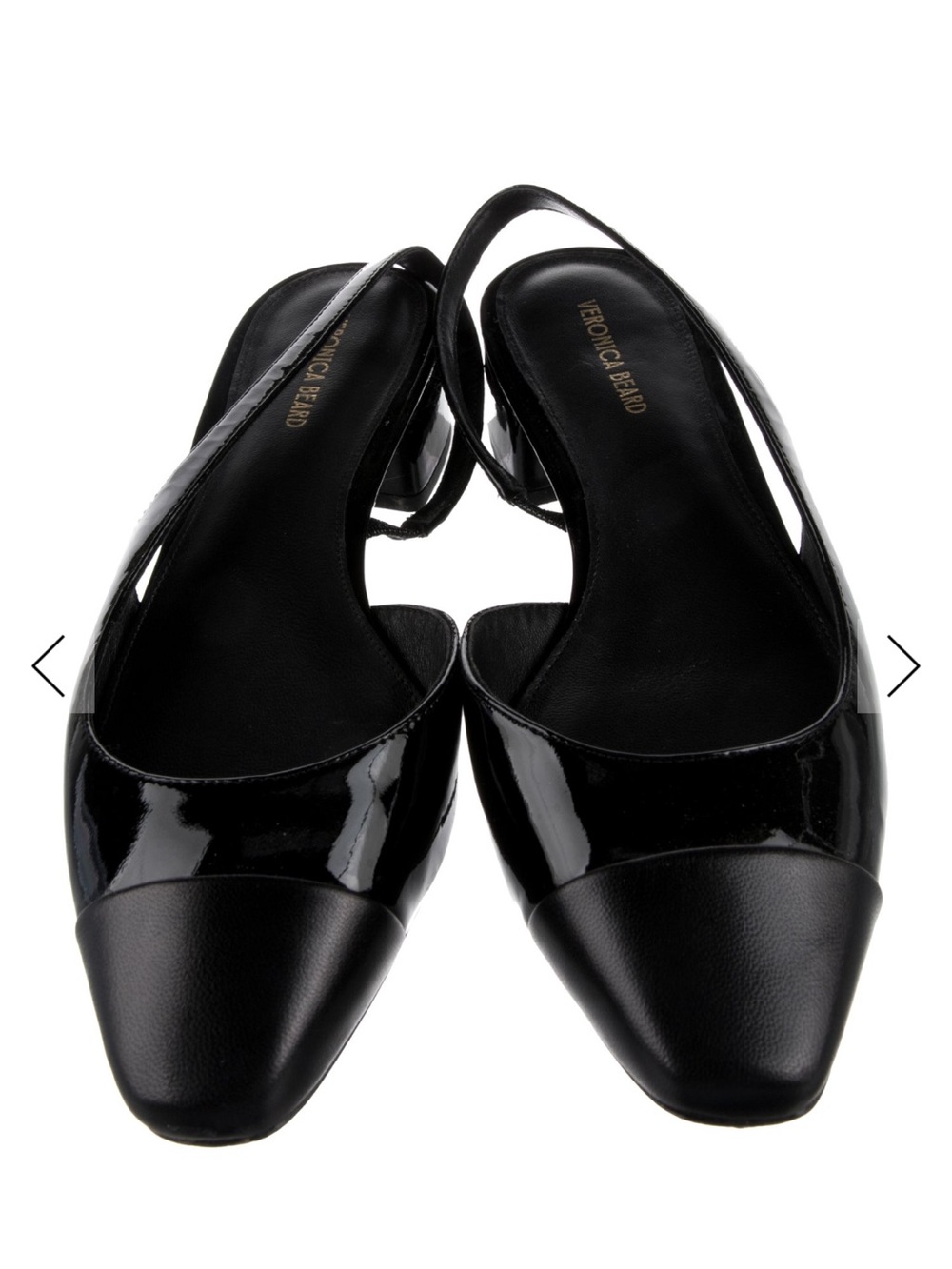 New Veronica Beard Black Patent & Leather Slingback Flats